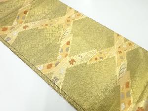 佐賀錦抽象斜め格子に古典柄織出し袋帯